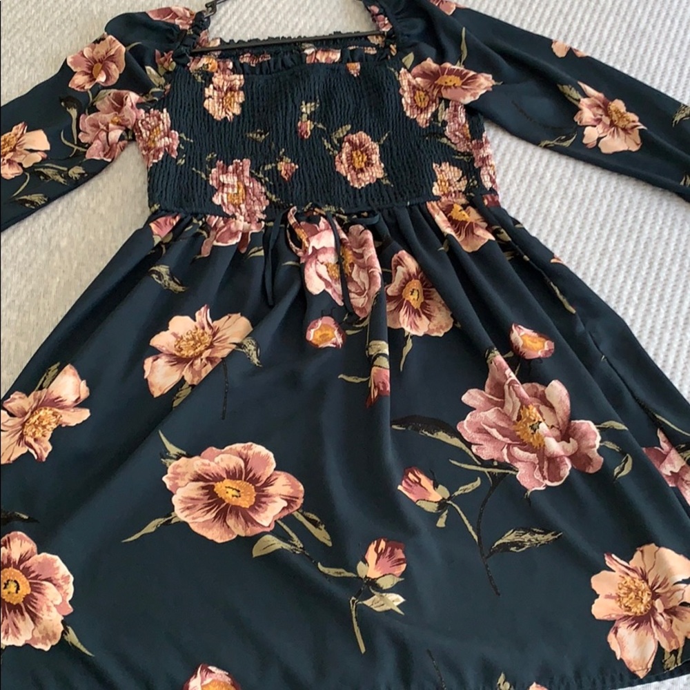 Navy blue floral dress